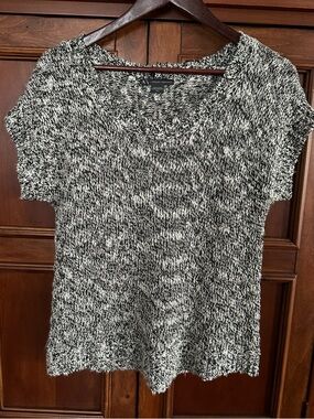 AX Armani Exchange Knit Gray Metallic Heather Short Sleeve Sweater Size M EUC